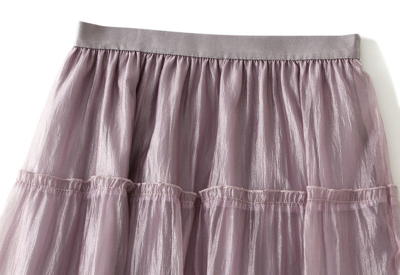Tiered Maxi Tulle Skirt in Purple