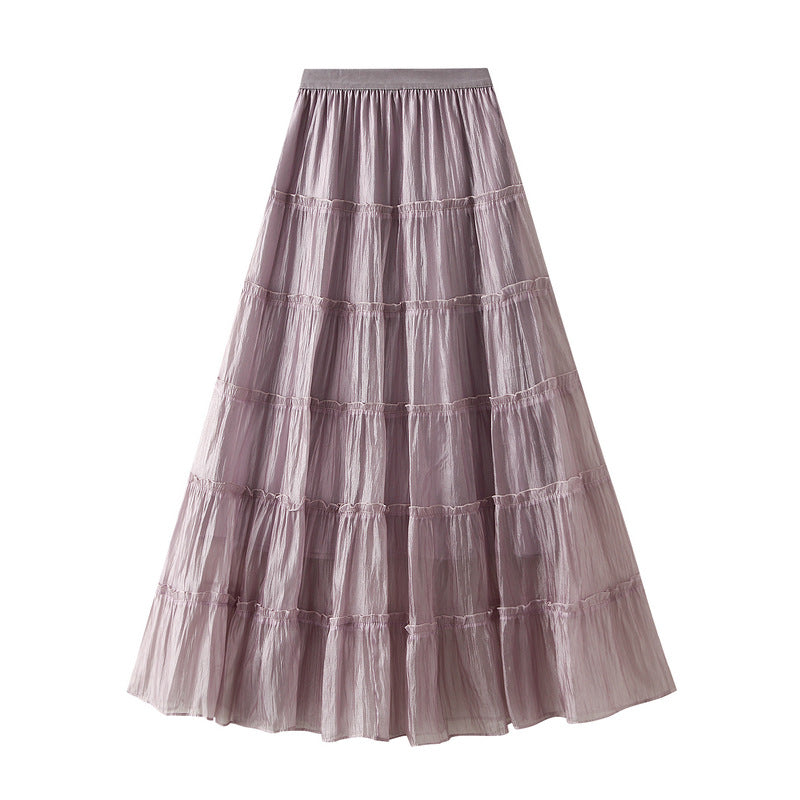 Tiered Maxi Tulle Skirt in Purple