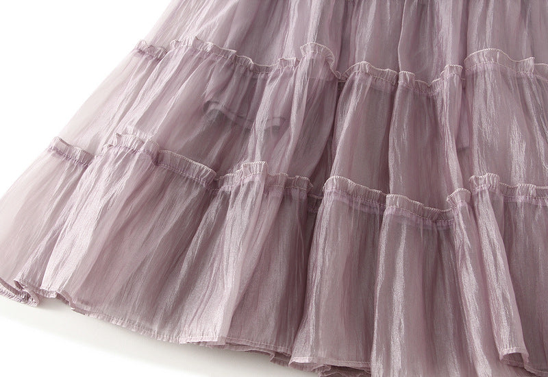 Tiered Maxi Tulle Skirt in Purple
