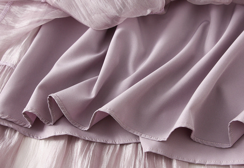 Tiered Maxi Tulle Skirt in Purple