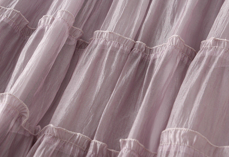 Tiered Maxi Tulle Skirt in Purple