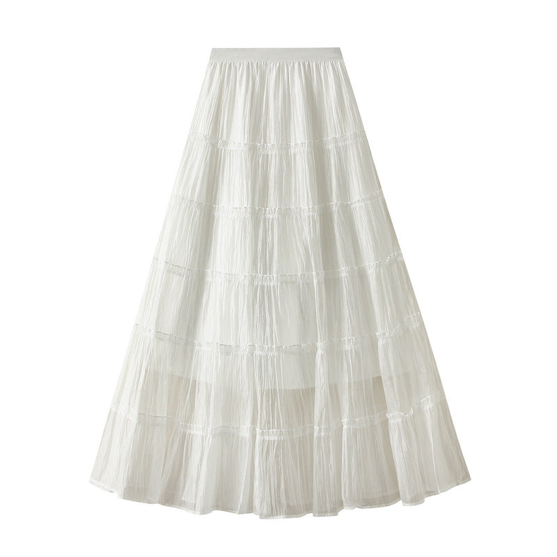 Tiered Maxi Tulle Skirt in White