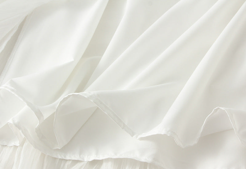 Tiered Maxi Tulle Skirt in White