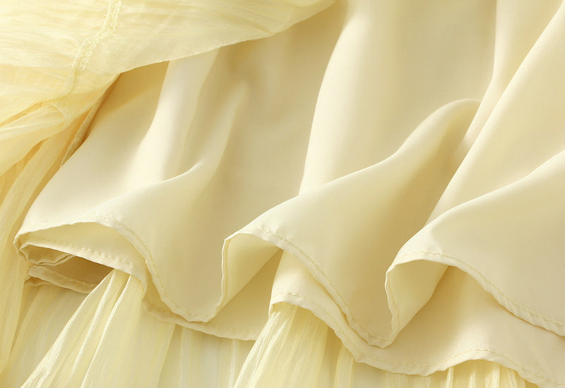 Tiered Maxi Tulle Skirt in Yellow