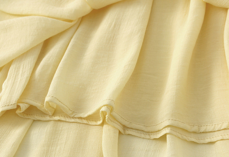 Tiered Maxi Tulle Skirt in Yellow