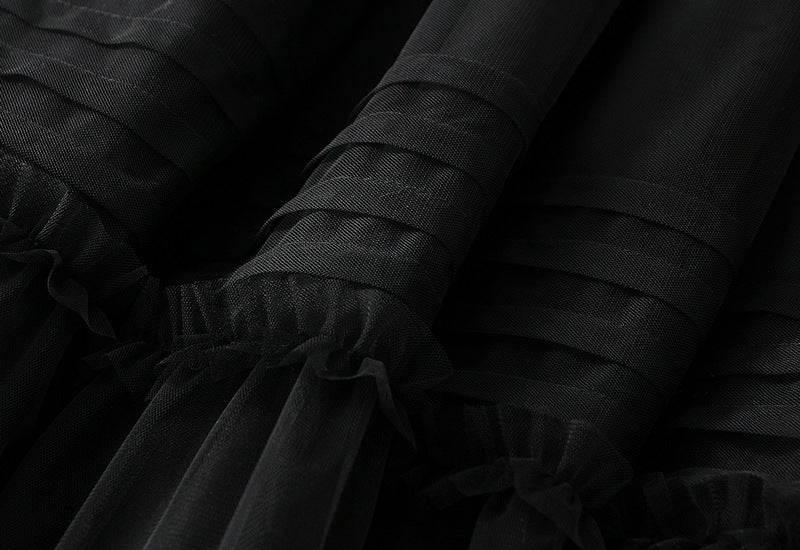 Tulle Tiered Maxi Skirt in Black
