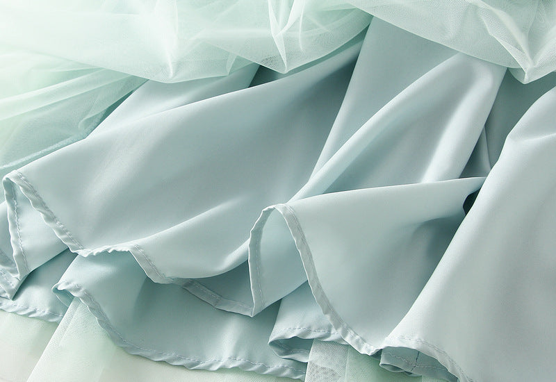 Tulle Tiered Maxi Skirt in Light Pistachio