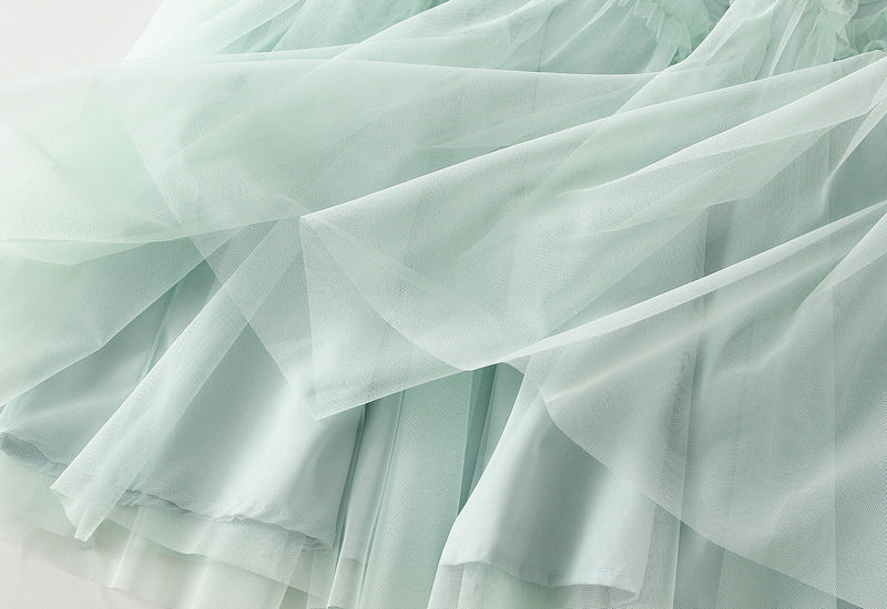 Tulle Tiered Maxi Skirt in Light Pistachio