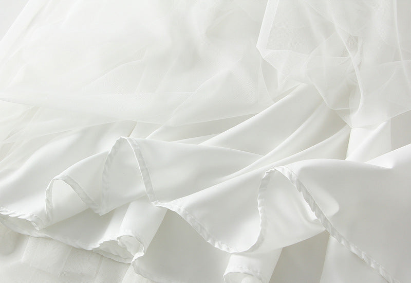 Tulle Tiered Maxi Skirt in White