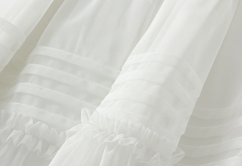 Tulle Tiered Maxi Skirt in White