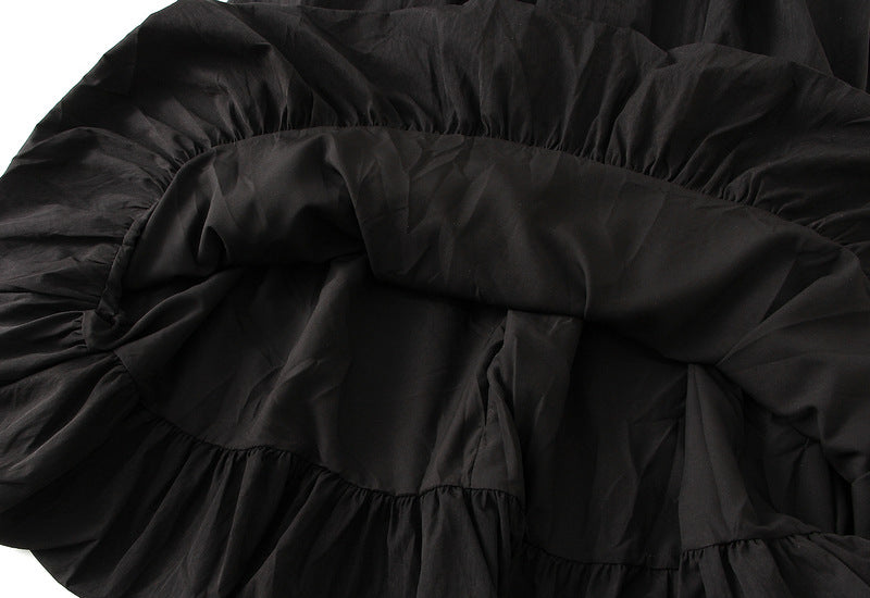 Tuck Pleat Gathered Skirt in Black