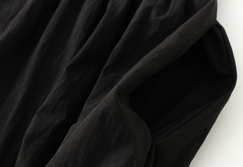 Tuck Pleat Gathered Skirt in Black