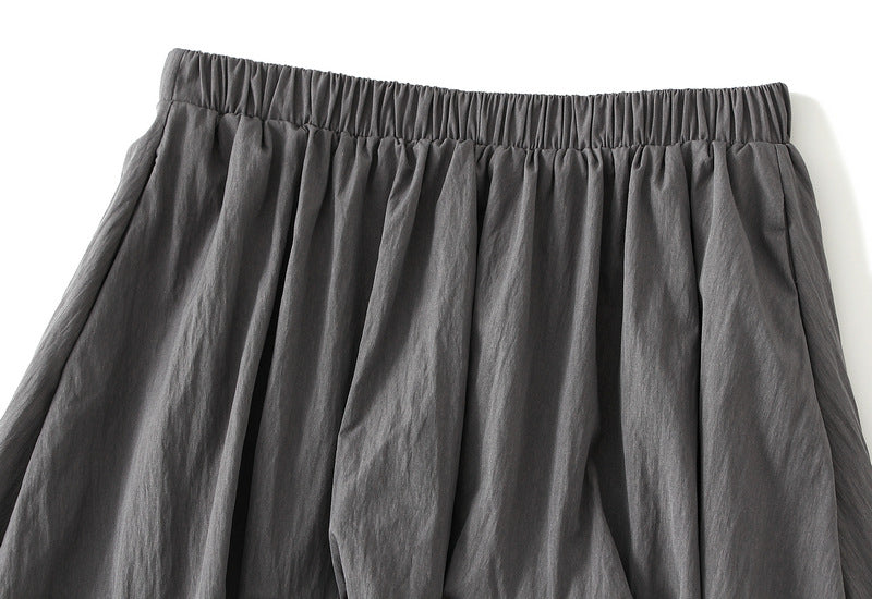 Tuck Pleat Gathered Skirt in Grey