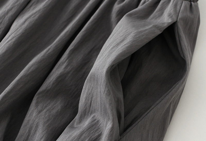 Tuck Pleat Gathered Skirt in Grey