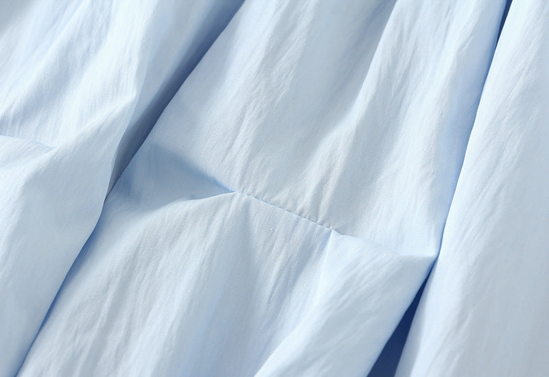 Tuck Pleat Gathered Skirt in Sky Blue