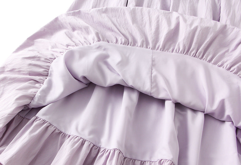 Tuck Pleat Gathered Skirt in Lavender