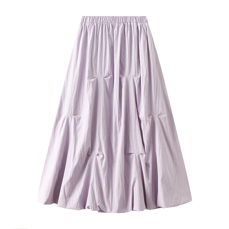 Tuck Pleat Gathered Skirt in Lavender