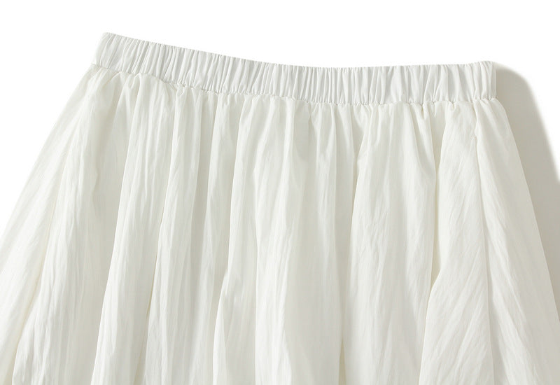 Tuck Pleat Gathered Skirt in White