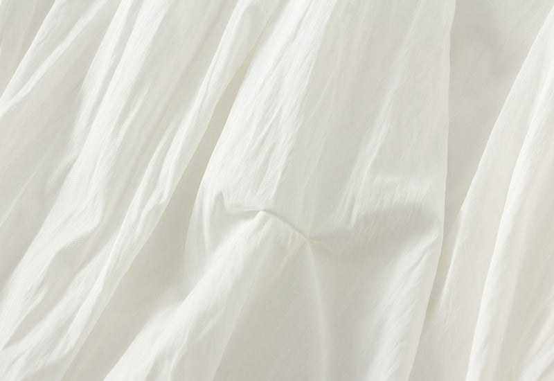 Tuck Pleat Gathered Skirt in White