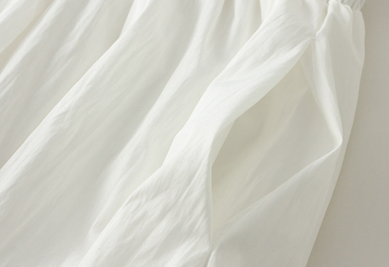 Tuck Pleat Gathered Skirt in White