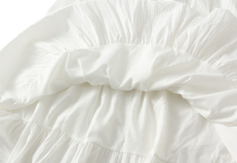 Tuck Pleat Gathered Skirt in White