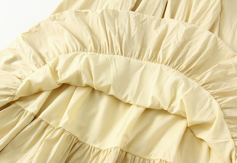 Tuck Pleat Gathered Skirt in Yellow