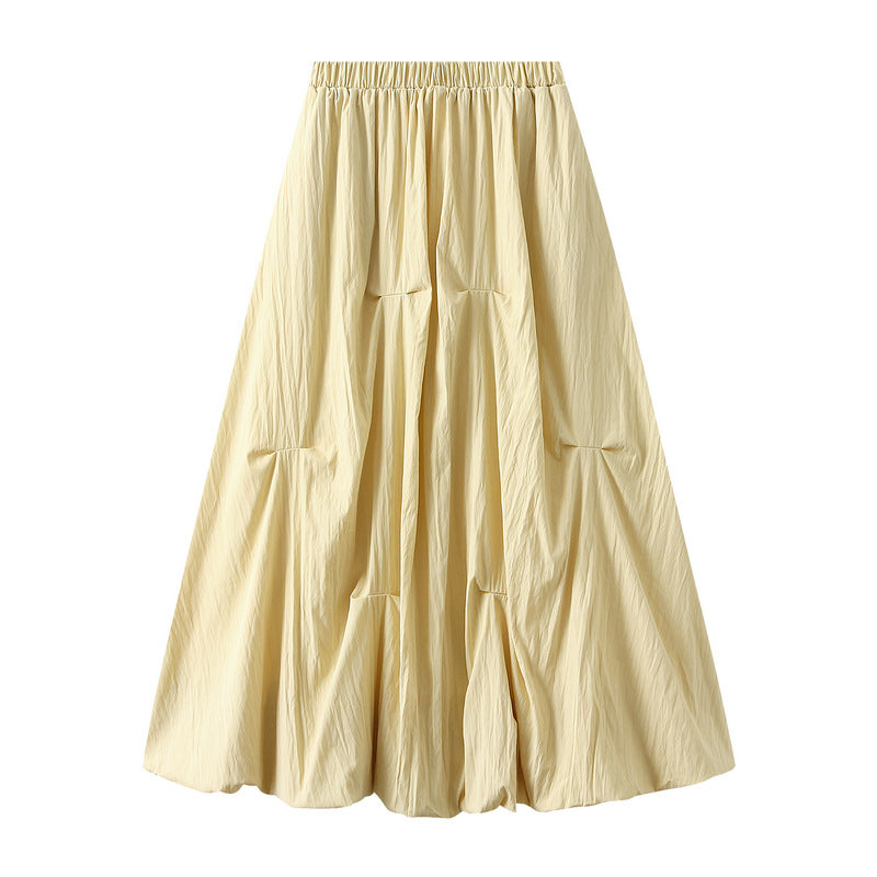 Tuck Pleat Gathered Skirt in Yellow