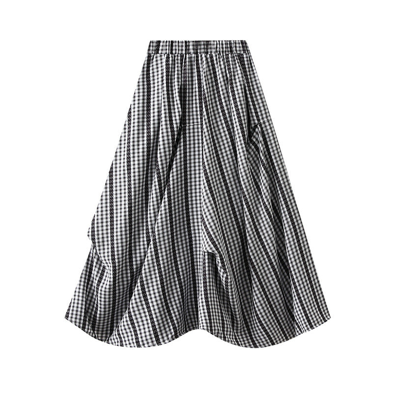 Plaid Irregular Skirt in Black