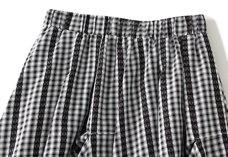 Plaid Irregular Skirt in Black