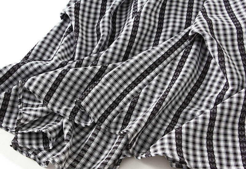 Plaid Irregular Skirt in Black