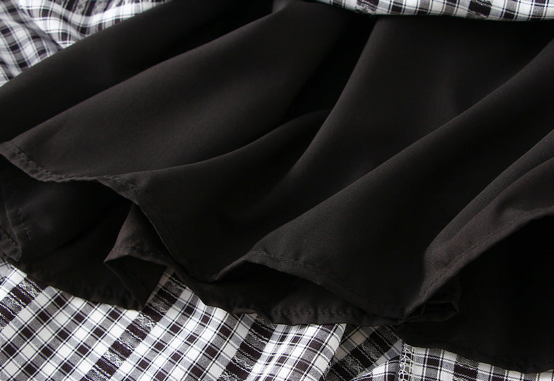 Plaid Irregular Skirt in Black