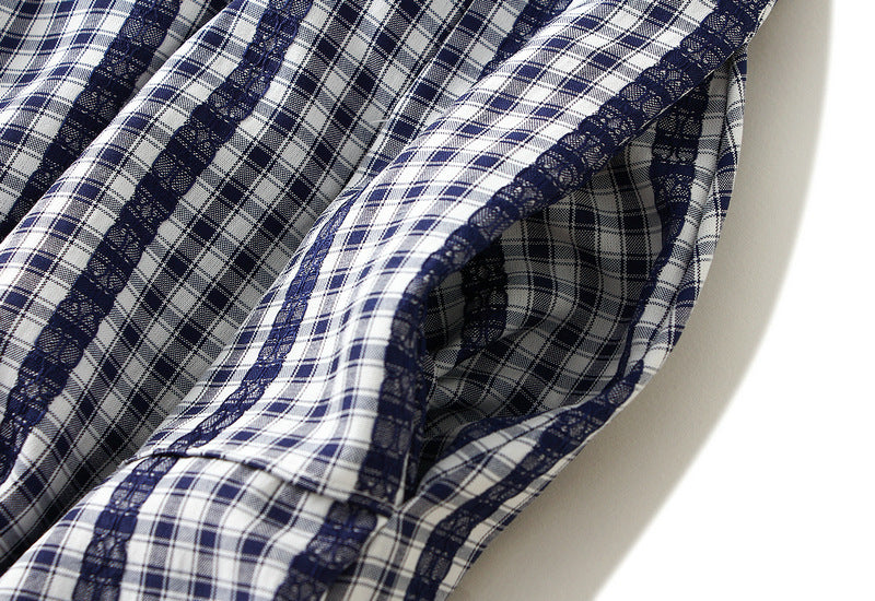 Plaid Irregular Skirt in Bllue