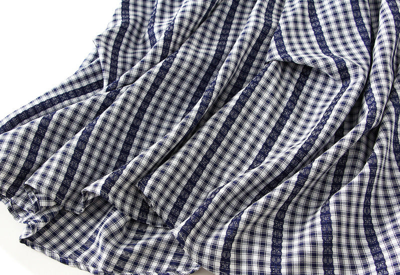 Plaid Irregular Skirt in Bllue