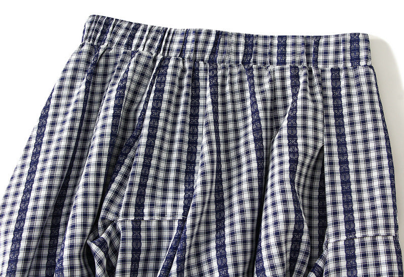 Plaid Irregular Skirt in Bllue