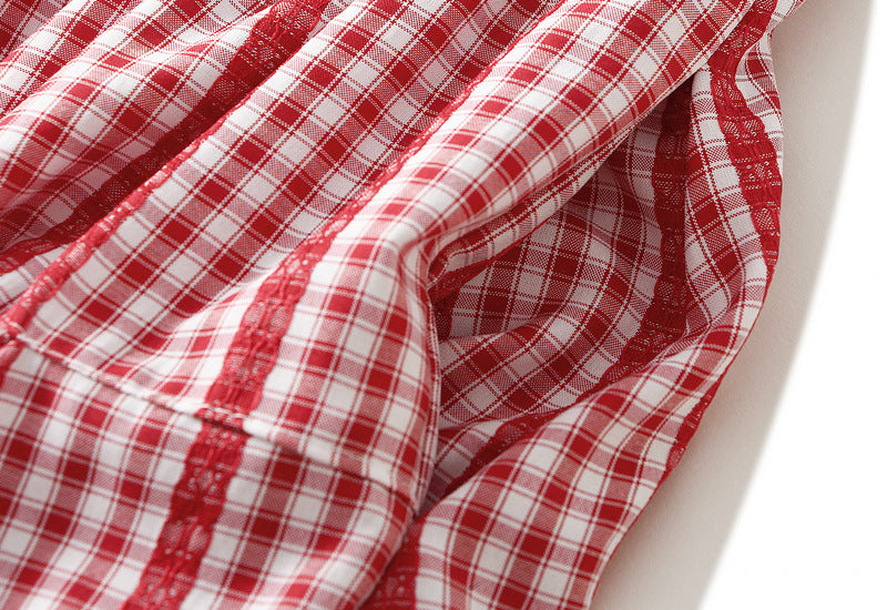 Plaid Irregular Skirt in Red