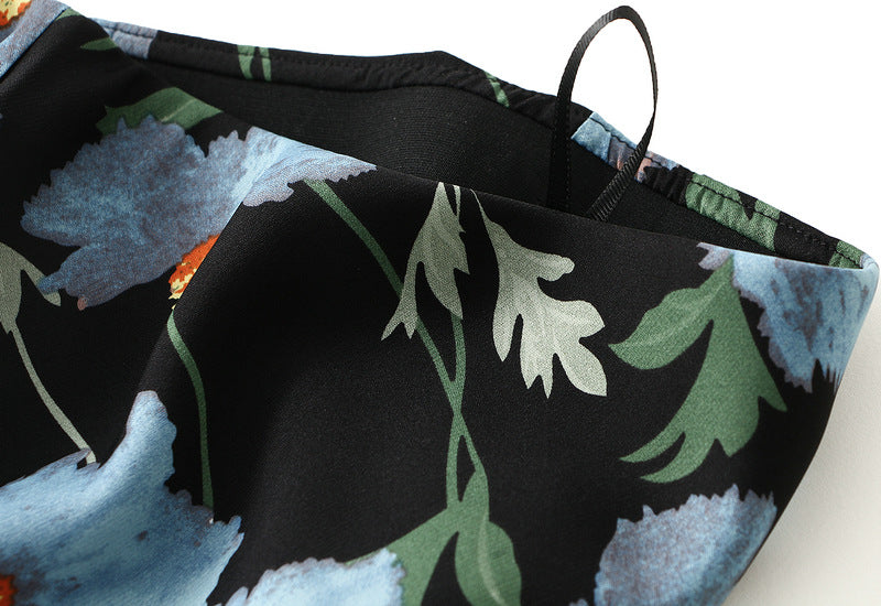 Bias Cut Satin Floral Slip Satin Skirt