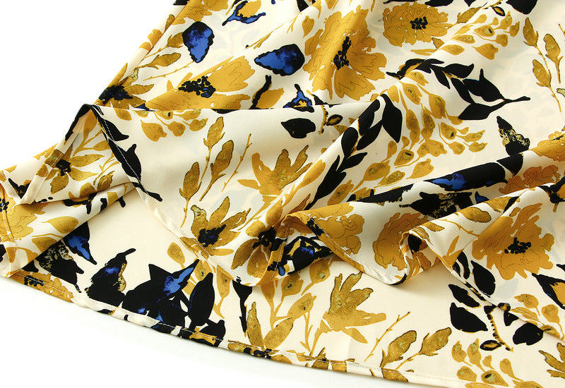 Bias Cut Satin Floral Slip Satin Skirt