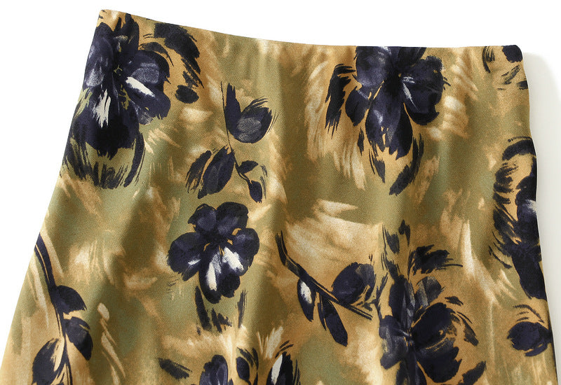Bias Cut Satin Floral Slip Satin Skirt