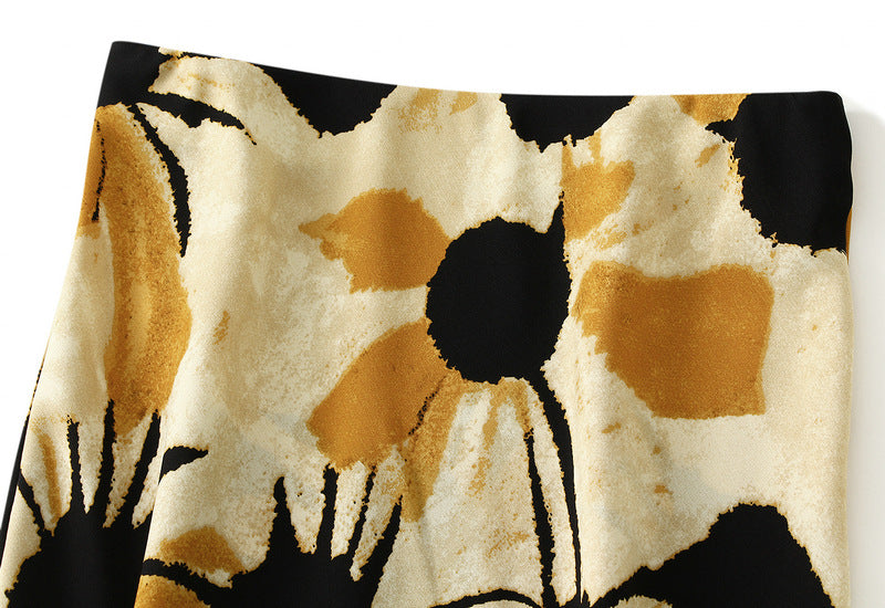 Bias Cut Satin Floral Slip Satin Skirt