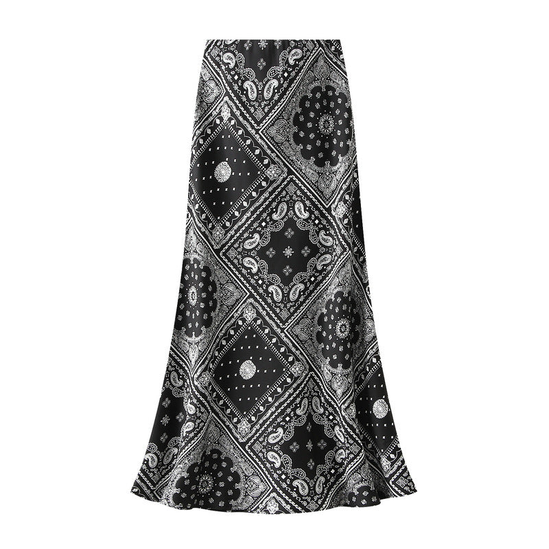 Bias Cut Satin Floral Slip Satin Skirt