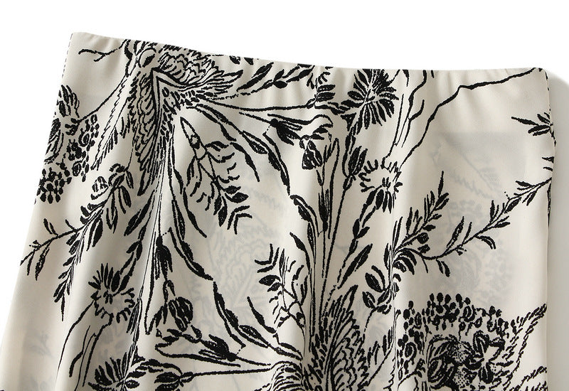 Bias Cut Satin Floral Slip Satin Skirt