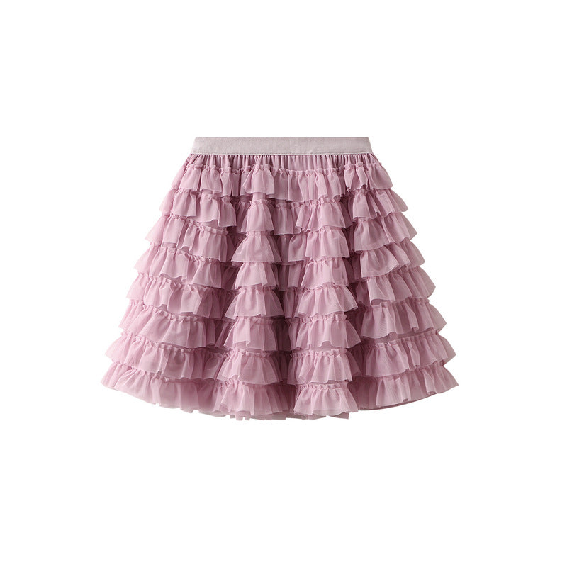 Ruffle Volume Multitier Skirt - PINK