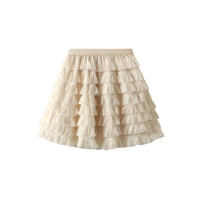 Ruffle Volume Multitier Skirt - APRICOT