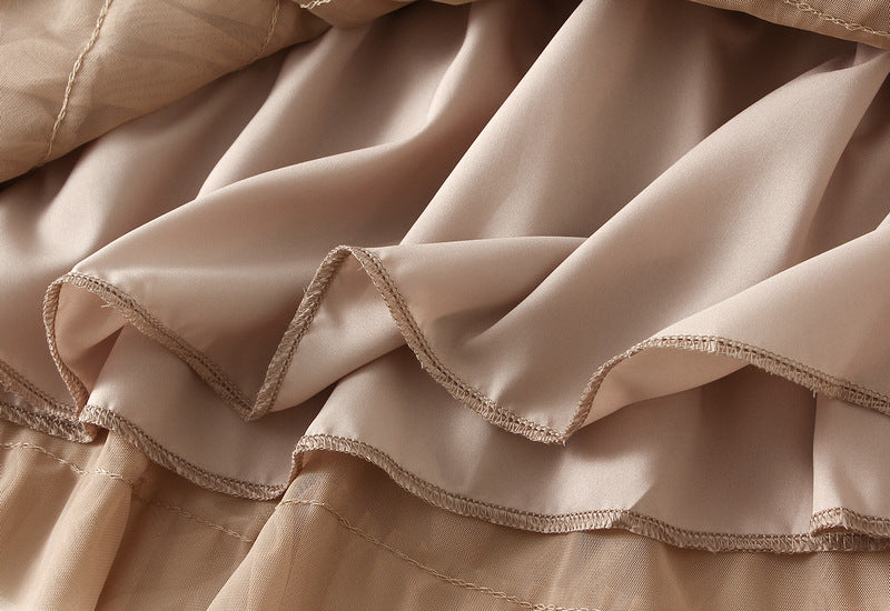 Ruffle Volume Multitier Skirt - KHAKI