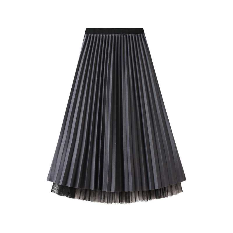 Pleated Tulle Reversible Skirt - GREY
