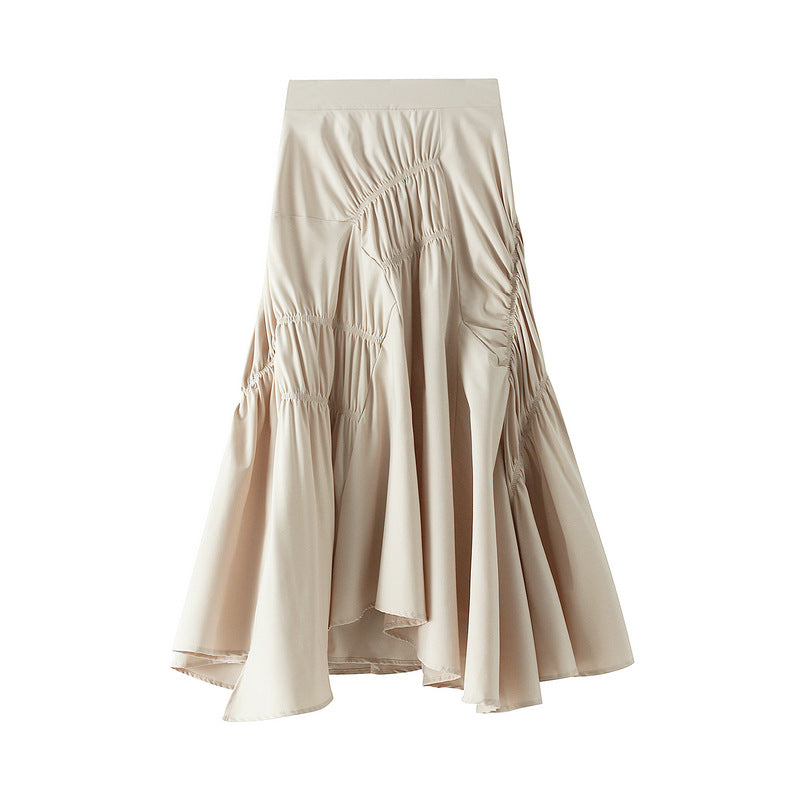 Asymmetric Ruched Skirt - BLACK