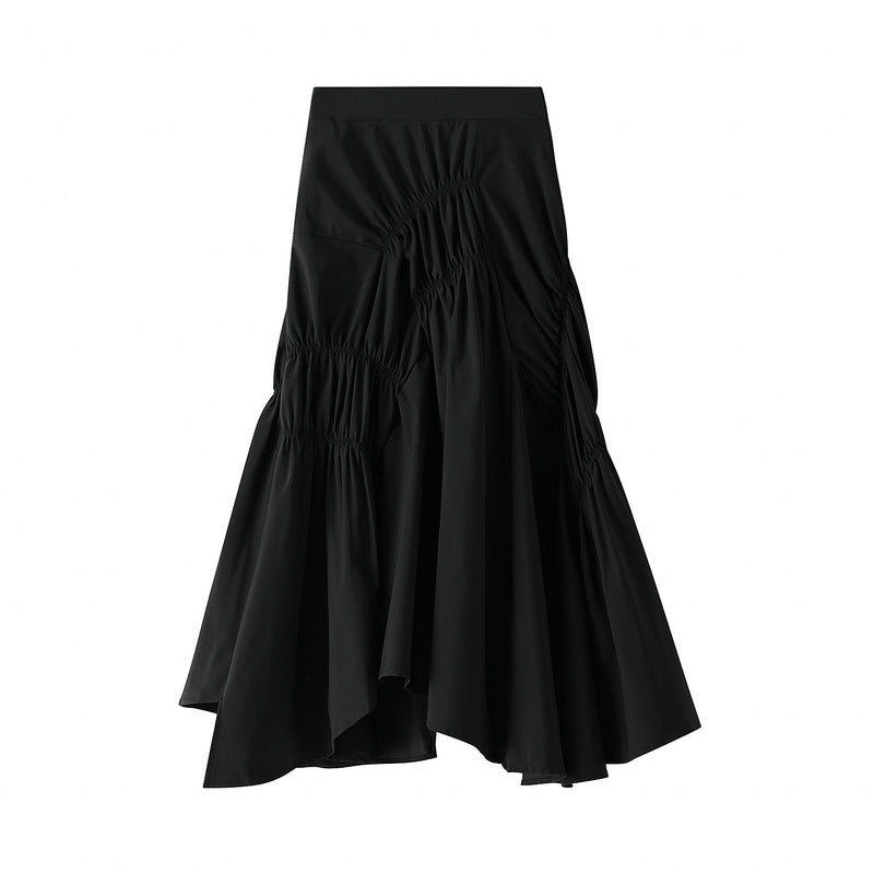 Asymmetric Ruched Skirt - APRICOT