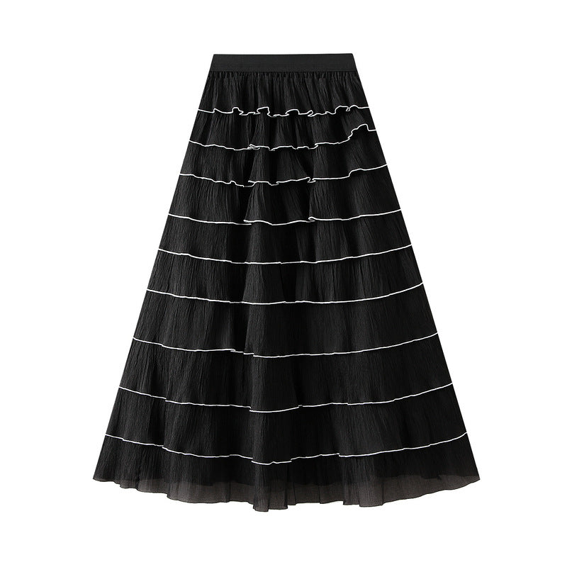 Shadow Line Layered Skirt - BLACK