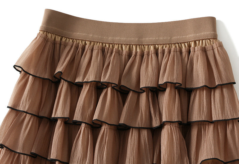 Shadow Line Layered Skirt - KHAKI