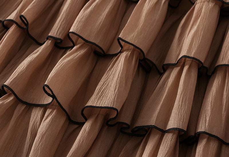 Shadow Line Layered Skirt - KHAKI